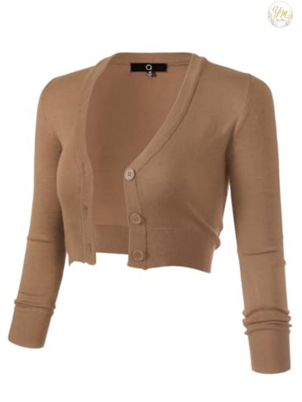 Cropped Bolero Shrug Cardigan Button Down 3/4 Sleeve Viscose Blend